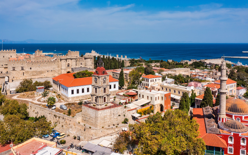 Utsikt över Rhodos gamla stad