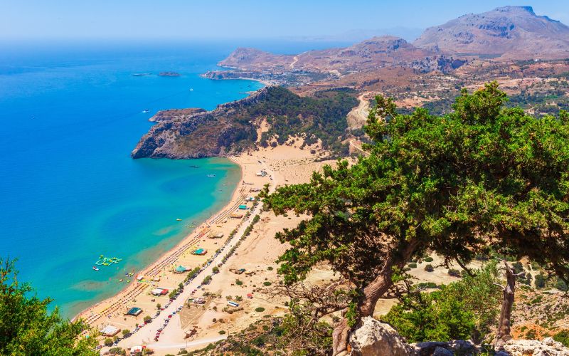 Tsambika beach, på Rhodos